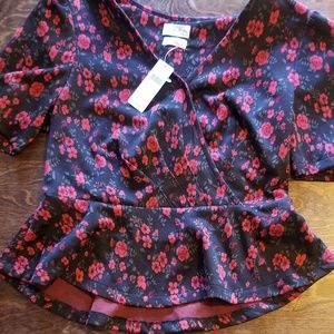 Anthropolgie blue peplum shirt